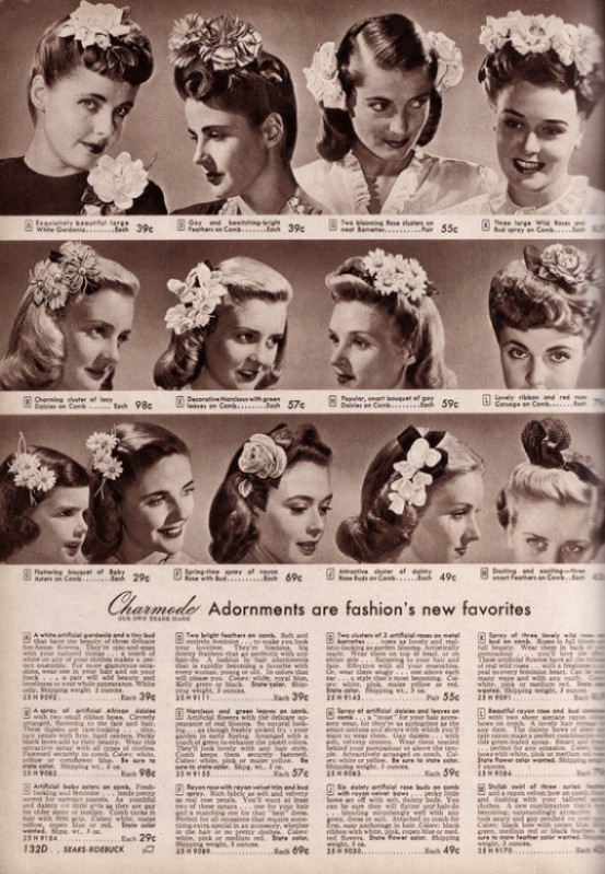 1940s women's hairstyle inspiration-use hair flowers