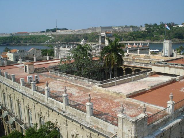 Havana Cuba, view of the Fort from a Rooftop Patio. 