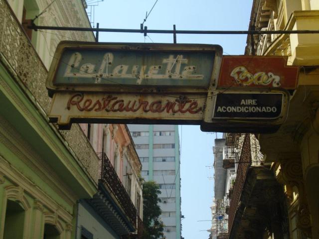 1950s Vintage Sign as seen in Havana, Cuba. Lafayette Restaurante