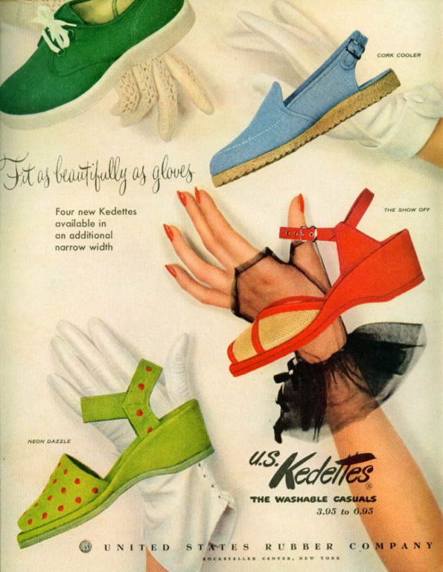 1940s shoe ad for Kedettes shoes for Women. 1940s fashion. 