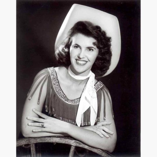 Vintage Photo of the Queen of Rockabilly, Wanda Jackson in a Cowboy hat and Fringe dress - Western Style. 
