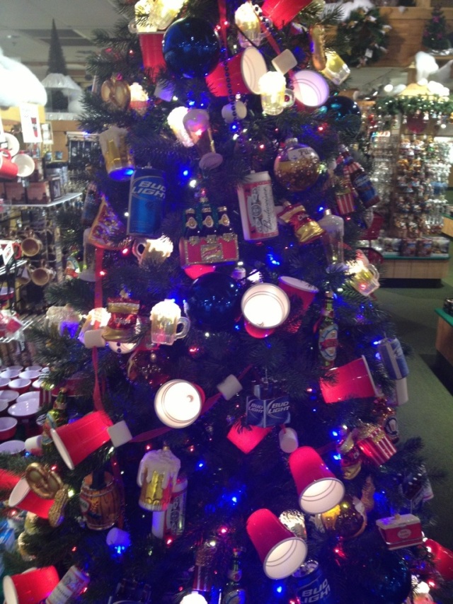 Beer Christmas Tree at the World's largest Christmas Store-Bronners in Frankenmuth, Michigan. 
