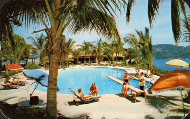 1950s Vintage Photo of a 1950s Resort Pool in Acapulco, Mexico. 