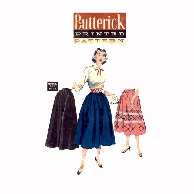 Dirndl skirt vintage sewing pattern fashion illustration