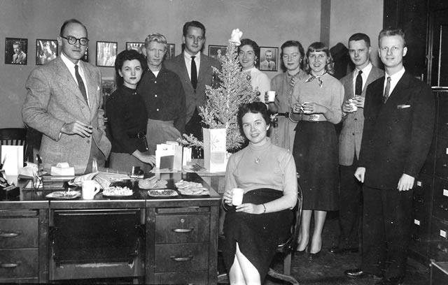 vintage christmas party -1950s promotion department Christmas party.