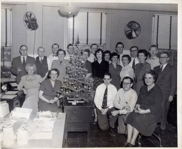 1950s vintage christmas party company photo