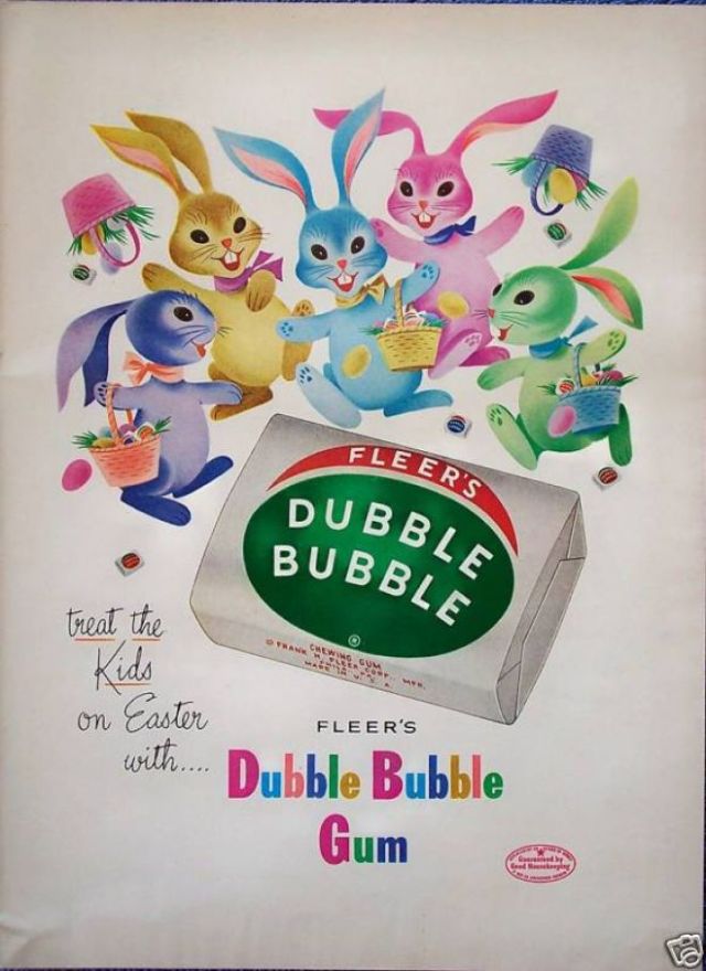 1950s vintage easter ad for Dubble Bubble gum. 