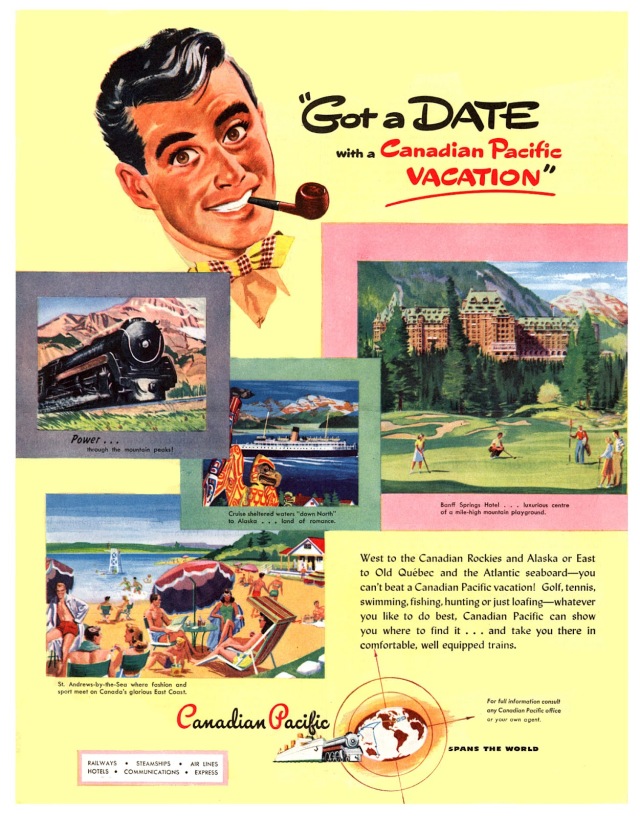 1940s Vintage Ad for Canadian Pacific. See Canada by Train! 
