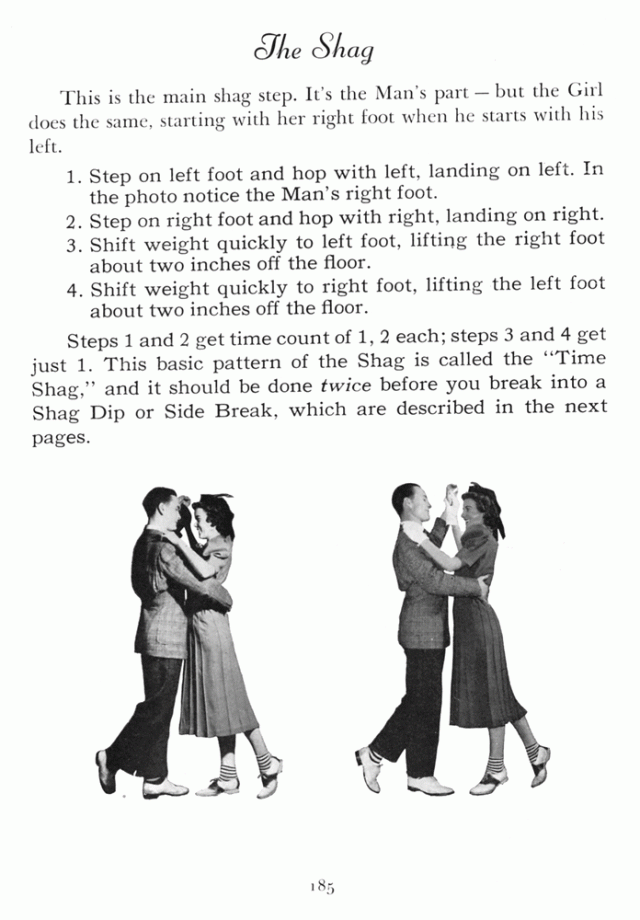 Collegiate Shag -Lern how to dance "The Shag" in the 19490s as per these vintage dance instructions. 