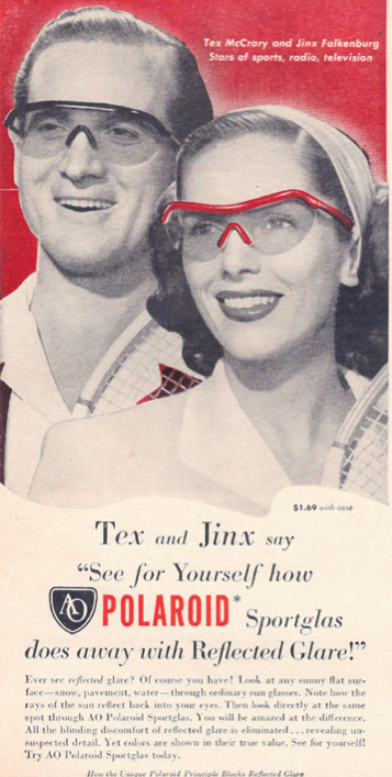 1940s Vintage Polaroid Ad featuring Jinx Falkenburg and Tex McCrary