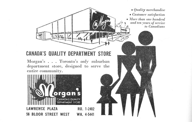 Vintage Department Store ad for Morgan's Department store at Lawrence Plaza, Toronto. 