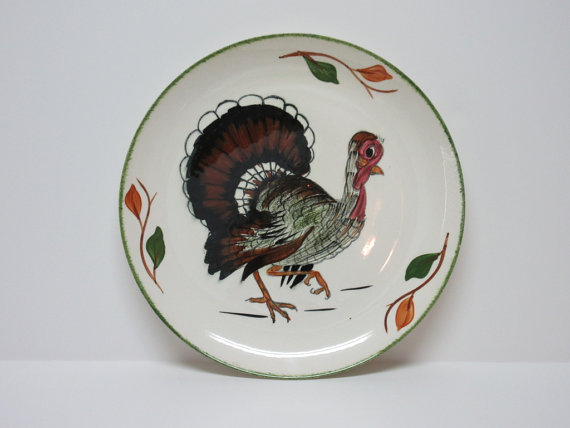 Vintage thanksgiving Decoration: Blue Ridge Southern Potteries 'Thanksgiving Turkey' plate